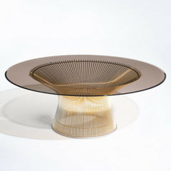 Knoll Platner Coffee Table in Gold with Bronze Glass Top