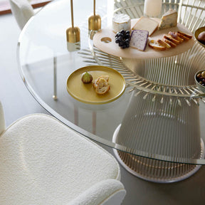 Knoll Saarinen Dining Table with Saarinen Executive Armchair in Bouclé