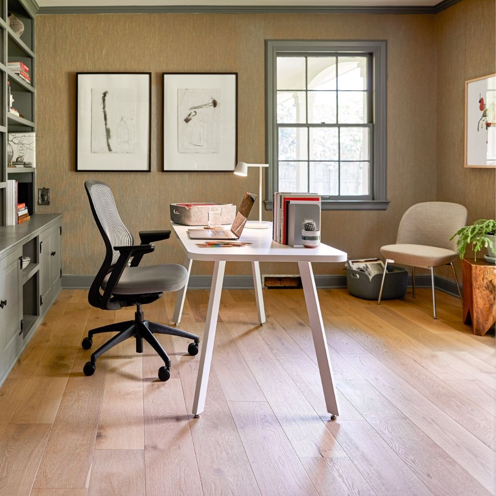 Knoll Regeneration Chair in Home Office with Rockwell Unscripted Easy Table Desk
