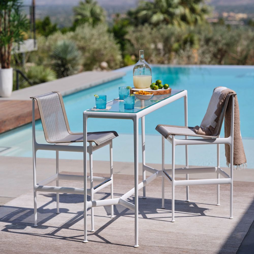 Knoll Richard Schultz 1966 Counter Height Table and Counter Stools Outdoors by Pool