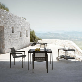 Knoll Richard Schultz Bar Cart in Black in situ with Richard Schultz 1966 Dining Table and Chairs