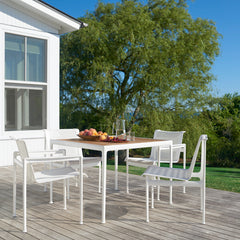 Knoll Richard Schultz Dining Chairs with 1966 Square Outdoor Dining Table with Teak Top