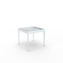 White Frame Clear Glass Top
