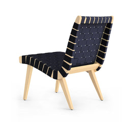 Risom Lounge Chair Navy Cotton Clear Maple Back