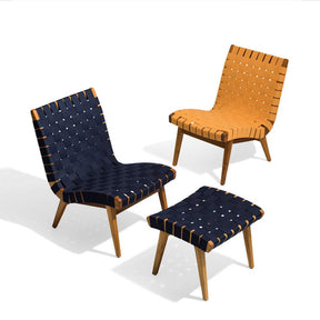Knoll Risom Outdoor Lounge Chairs and Ottoman in Teak
