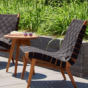 Knoll Risom Teak Outdoor Lounge Chair and Side Table