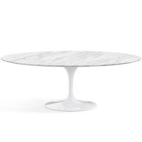 Knoll Saarinen Oval Dining Table Marble Top White Base