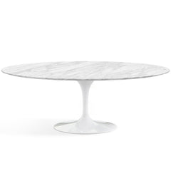 Knoll Saarinen Oval Dining Table Marble Top White Base