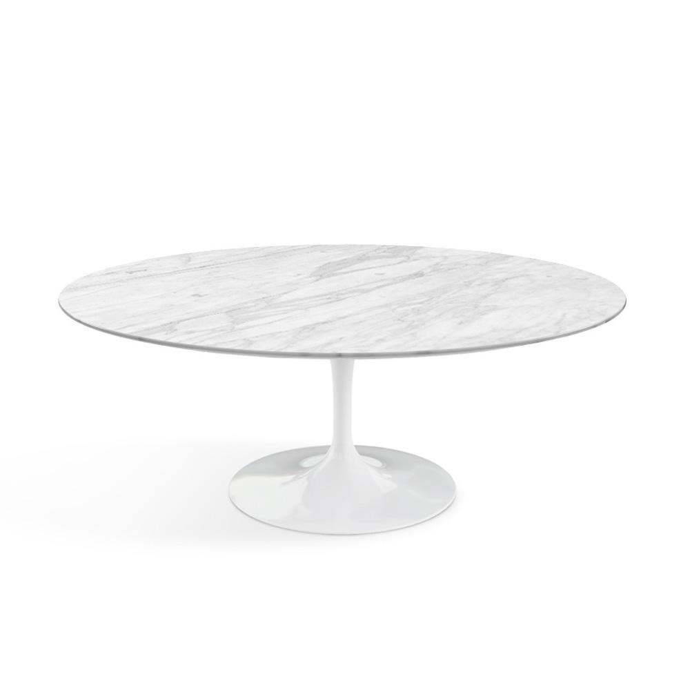 Knoll Saarinen Oval Coffee Table Satin Carrara Marble Finish