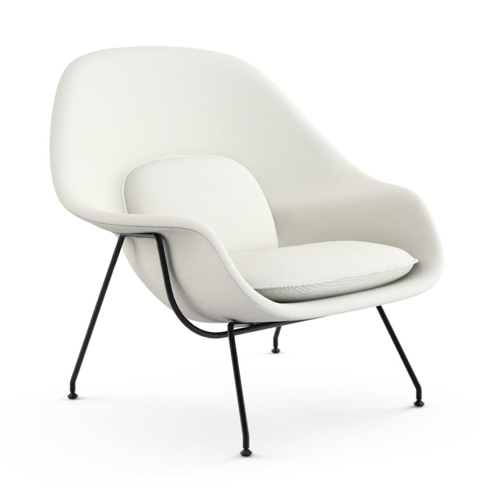 Knoll Saarinen Womb Chiar White Vermeer with Black Base