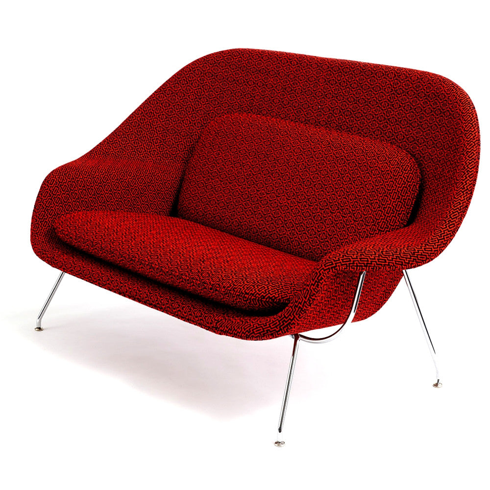 Saarinen Womb Settee in Ita Red by Maria Cornejo for Knoll Luxe