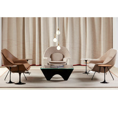 Knoll Washington Aluminum Table in Room with Saarinen Womb Settees and Chair and Tulip Side Tables