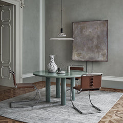 Knoll Smalto Dining Table by Barber Osgerby in room with MR Dining Chairs