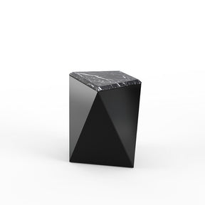 David Adjaye Washington Prism Side Table Black Gloss Laminate base with Nero Marquina marble top by Knoll