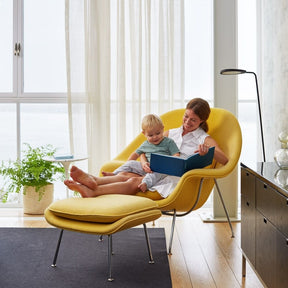 Knoll Saarinen Womb Chair and Ottoman with Lily and Son