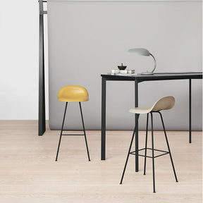 GUBI 3D Barstools in Ventian Gold and White Cloud with the Y! Bar Table