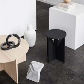 Kristina Dam Studio 14-inch diameter Black Hardwood Table with XL Oak Table