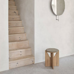 Kristina Dam Studio 14-inch diameter Oak Table/Stool with Tan Cushion