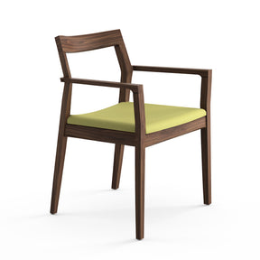 Krusin Arm Chair Walnut with Green Hourglass Olive Seat Knoll