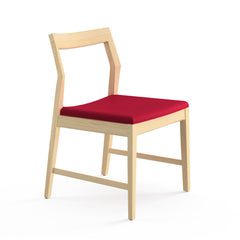 Krusin Side Chair Oak with Red Hourglass Flame Seat Knoll