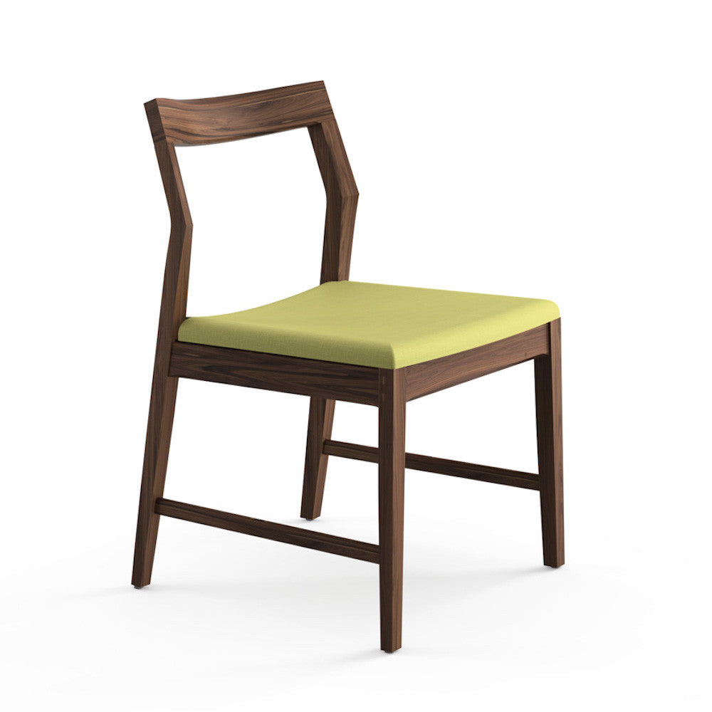 Krusin Side Chair Walnut with Green Hourglass Olive Seat Knoll