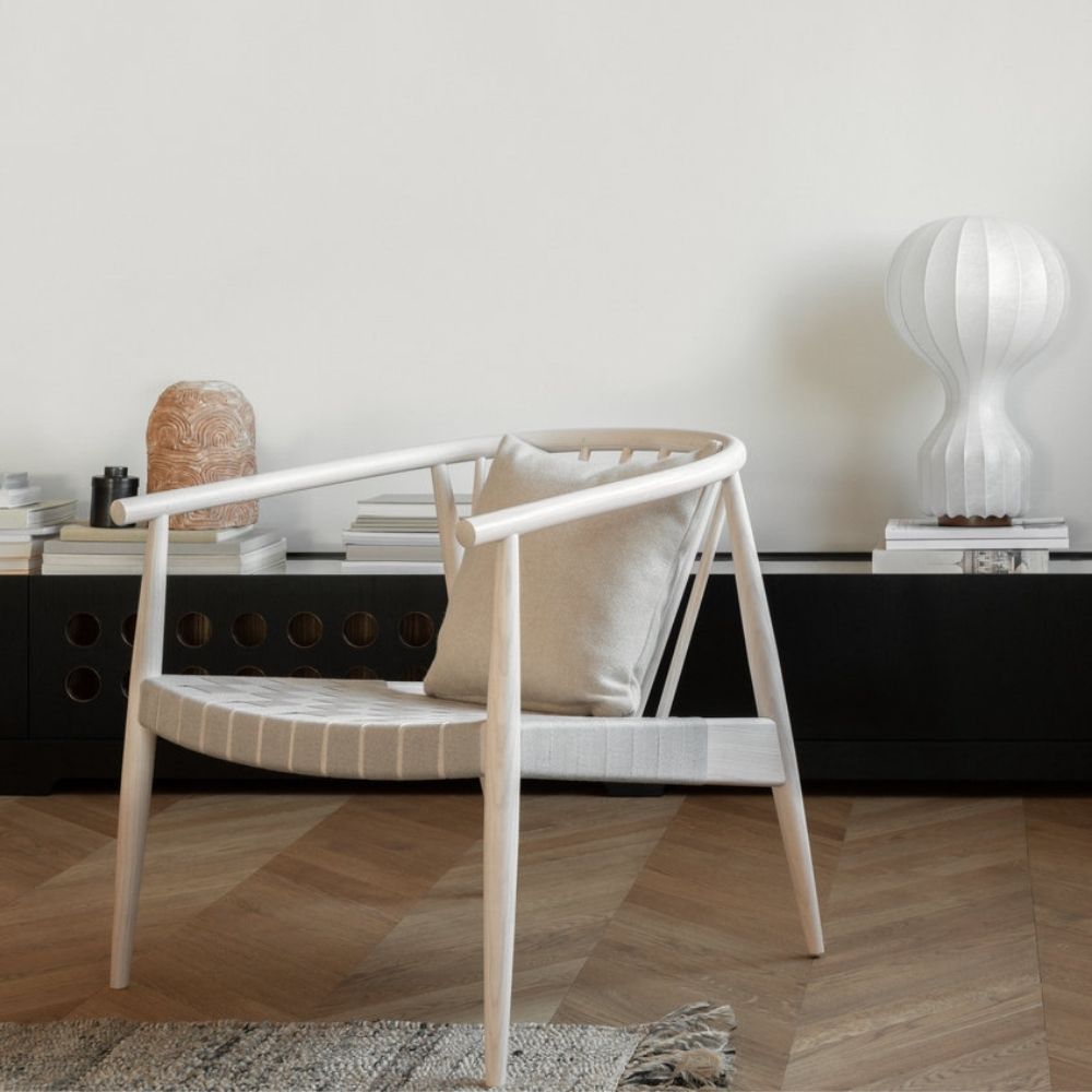 L.ercolani Reprise Lounge Chair by Norm Architects with Webbed Seat in Living Room