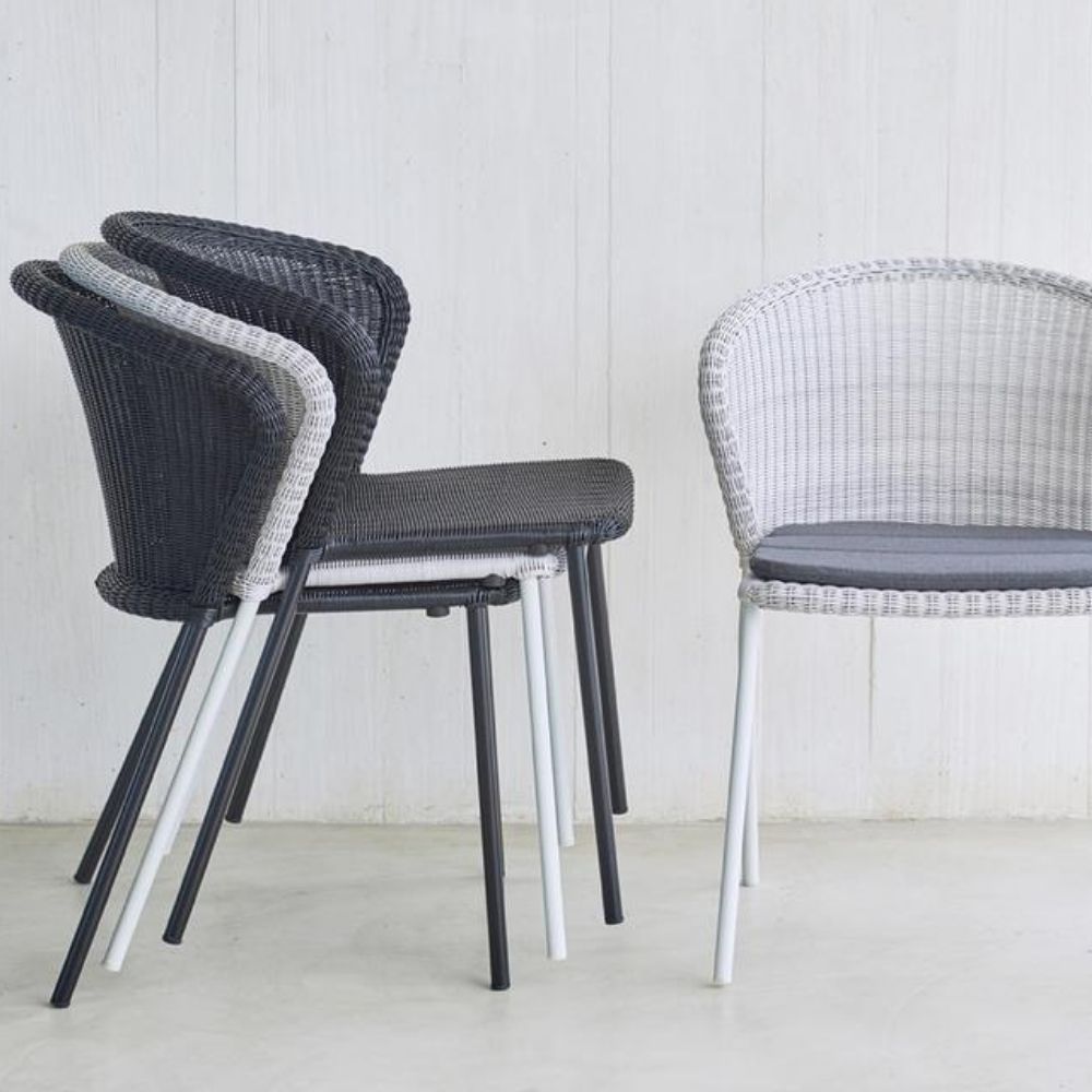 Caneline Lean Chairs Light Grey and Dark Grey Stacked