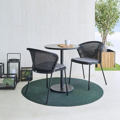 Caneline Lean Chairs Dark Grey with Cafe Tables