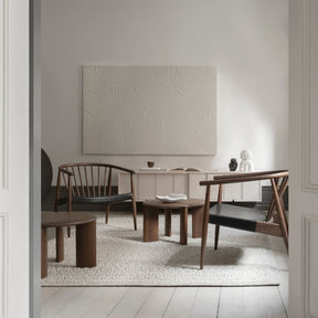 Reprise Lounge Chairs by Norm Architects in Living Room with IO Coffee Tables in Walnut