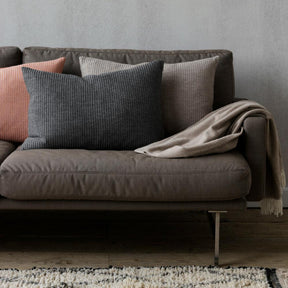 Lissoni Sofa in situ with Fritz Hansen pillows and cashmere throw