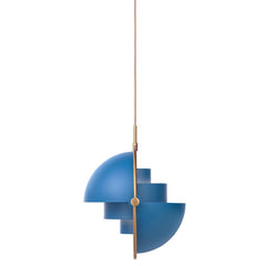 Gubi Multi Lite Pendant Brass and Blue Side View