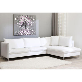 Luonto Flipper Sectional Sleeper Sofa White with Metal Base in Living Room