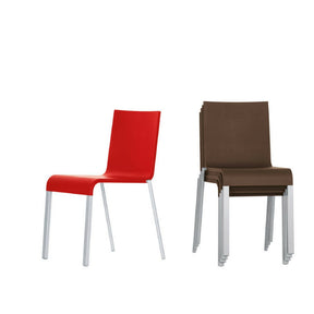 Maarten Van Severen .03 Chairs, Stacking Version, in Bright Red and Chocolate from Vitra