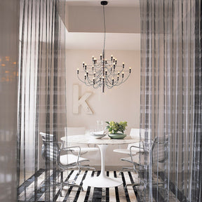 Marble Saarinen Table in Conference Room with Sarfatti Pendant Knoll