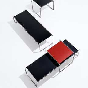 Marcel Breuer Black and Red Laccio Coffee Tables