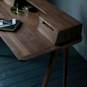 Treviso Desk by Matthew Hilton in Walnut Top Side View Ercol Furniture