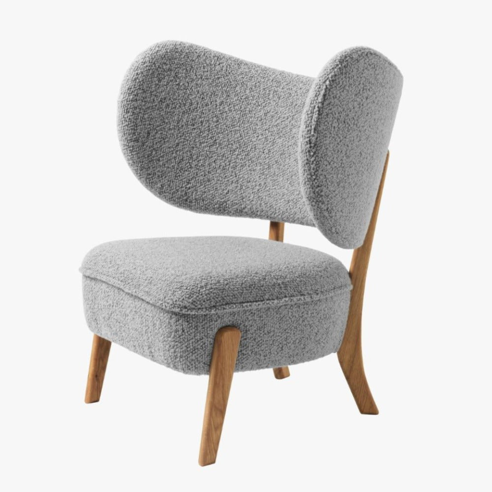 Mazo TMBO Lounge Chair Light Grey Boucle Oiled Oak in Profile