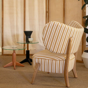 Mazo TMBO Lounge Chair Yellow Stripes Oiled Oak in Situ