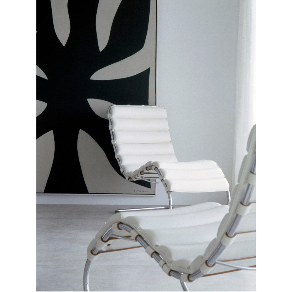 Mies van der Rohe MR Chaise Lounge Chairs White in Room Knoll