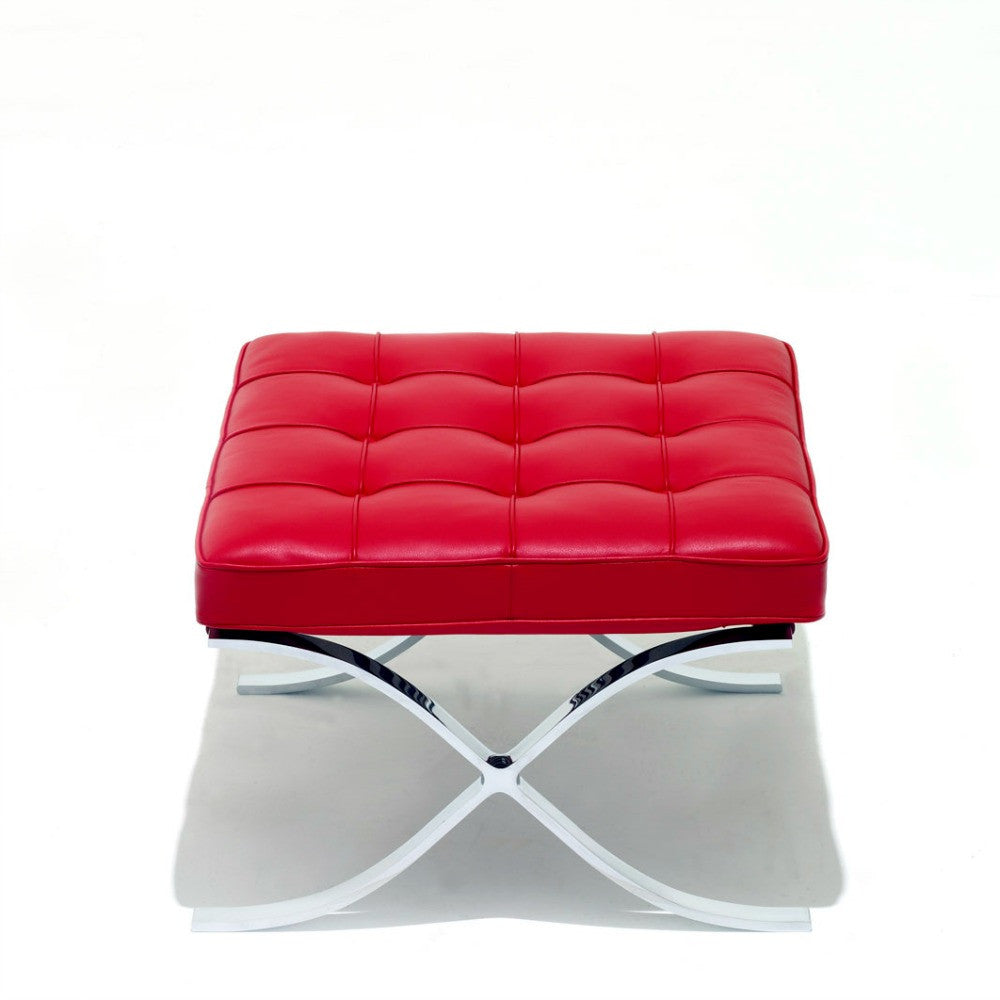 Mies van der Rohe Barcelona Stool Red Leather Knoll