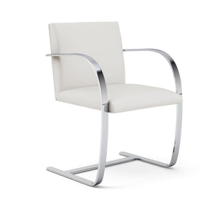 Mies van der Rohe Flat Bar Chair White Angled Knoll