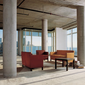 Mies van der Rohe Krefeld Sofa Camel Leather in Concrete Loft Knoll