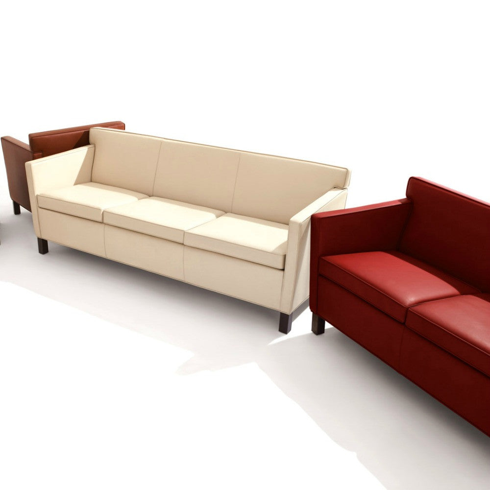 Mies van der Rohe Krefeld Sofa White and Red Leather Knoll