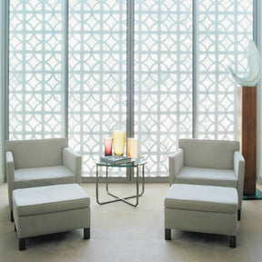 Mies van der Rohe Krefeld Lounge Chairs and Ottomans Serene White Pair in Room Knoll