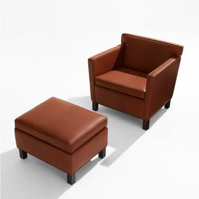 Mies van der Rohe Krefeld Ottoman and Chair Chestnut Leather Knoll