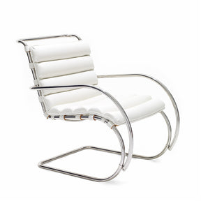 Mies van der Rohe MR Lounge Chair with Arms White Leather Knoll