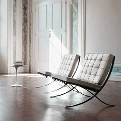 Mies van der Rohe Barcelona Chairs White in Room in Europe Knoll