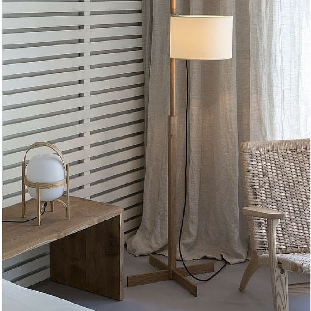 Miguel Milá Cestita Table Lamp by Santa & Cole with Hans Wegner CH25 Lounge Chair at the Margot House Barcelona