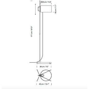 Miguel Milá TMC Floor Lamp Size Dimensions by Santa & Cole