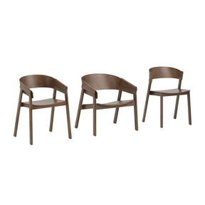 Muuto Cover Chair Family Dark Stained Brown Oak by Thomas Bentzen